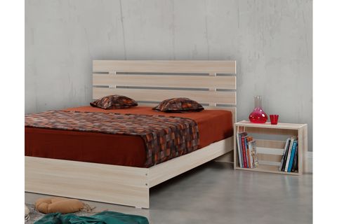 HUGA ÇİFT KİŞİLİK AHŞAP KARYOLA KOMODİN TAKIM MEŞE,160X200