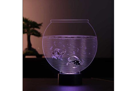 3D LED MASA LAMBASI, AKVARYUM FİGÜRLÜ, RENKLİ