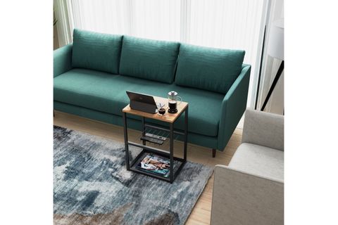 TEDİ METAL AYAKLI DEKORATİF TEL RAFLI YAN SEHPA, ÇAM