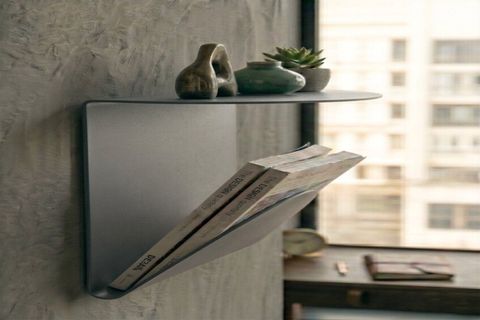 GALVANİZ METAL DERGİLİK RAF, CAM GRİ, 20X30X5 CM