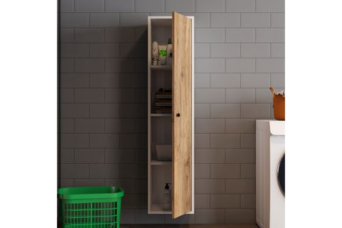 MİLA BANYO KİLERİ ÇOK AMAÇLI DOLAP,  BEYAZ CEVİZ ATLANTİK ÇAM