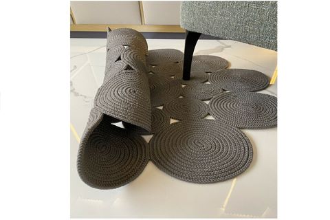 HALIMAX MİLDA JÜT KİLİM 68, EL ÖRGÜSÜ, KOYU GRİ, 200X200
