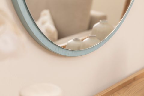 DFN WOOD YUVARLAK DUVAR VE SALON AYNASI, YEŞİL, 70X70