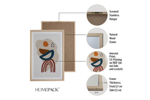 HOMEPACK, DOĞAL AHŞAP ÜÇLÜ TABLO SETİ, ÇERÇEVELİ, 30X40, HPN012
