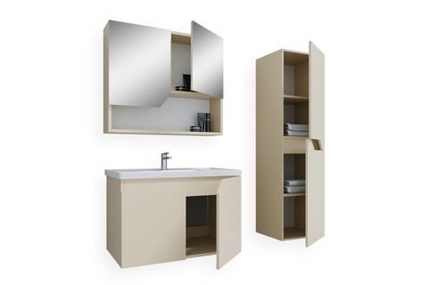 TETA HOME NAPOLİ BANYO DOLAP SETİ VE BOY DOLABI, BEJ