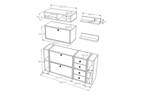 BK ÇOK AMAÇLI DOLAP, 3 DÜŞER KAPAKLI 4 DÖRT ÇEKMECELİ, KBR