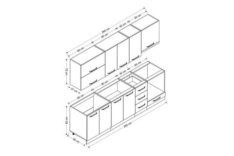 MİNAR DEFNE 260 CM MUTFAK DOLABI BEYAZ DORE 260-D5