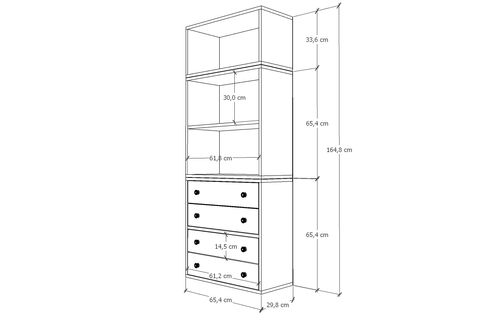 LEKSA ÇEKMECELİ RAFLI KİTAPLIK 65 CM BEYAZ KTP-1172-Ç