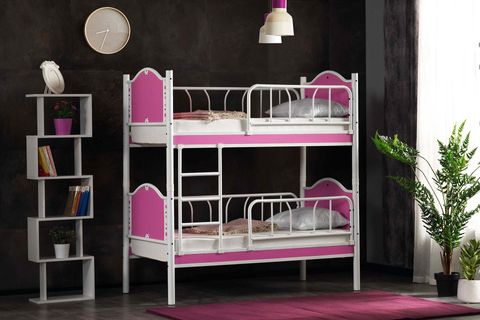 ARGİMO İNCİ BEBEK AYRILABİLİR METAL RANZA, PEMBE, 90X190