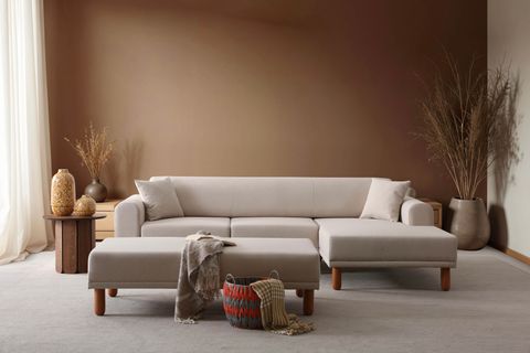 TİERA BOHEM KÖŞE TAKIMI, KREM, SAĞ KÖŞE, PUFLU