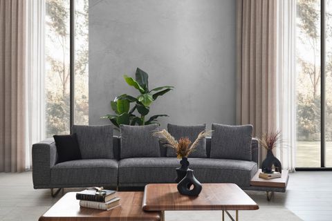 SOLİD DÖRTLÜ KANEPE, KOYU GRİ