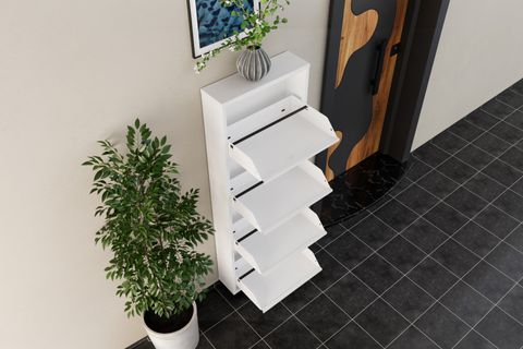 LİNEA METAL AYAKKABILIK, BEYAZ, 4 KAPAKLI