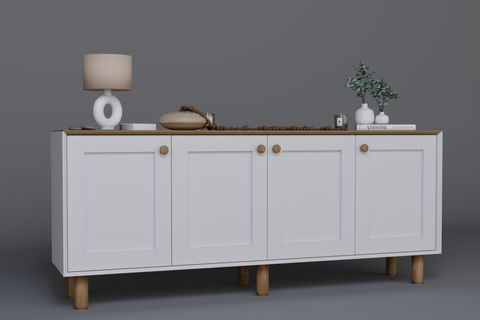 BOHEM SERİSİ NATURA KONSOL, MAT BEYAZ AÇIK CEVİZ