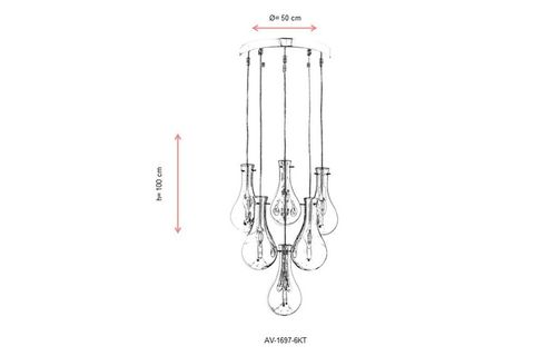 AVONNI AV 60092 6KT KROM KAPLAMA MODERN AVİZE E14 METAL CAM 50 CM