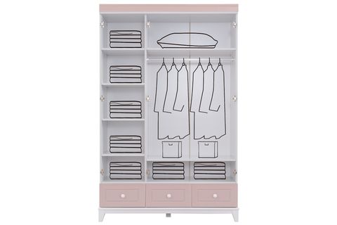 CİTY GARDIROP, PEMBE, 3 KAPAKLI