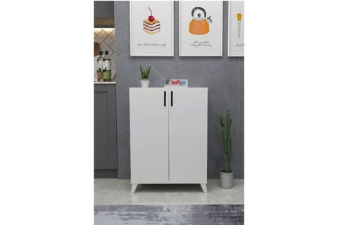 BOFİGO 4 RAFLI ÇOK AMAÇLI DOLAP MUTFAK DOLABI BANYO DOLABI BEYAZ