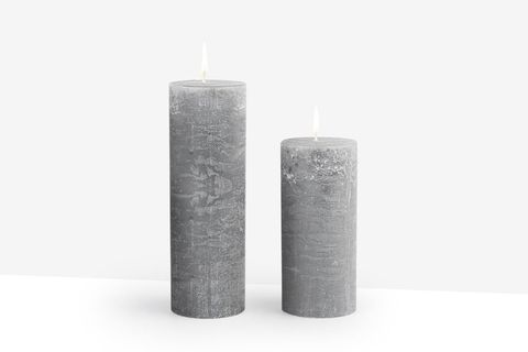 COHO LUMİNA RUSTİC ANTRASİT SİLİNDİR MUM 20 15 CM SET OF 2