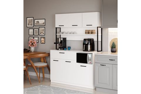 LAVO ÇEKMECELİ ÇOK AMAÇLI KAHVE KÖŞESİ DOLABI, BEYAZ, 6 KAPAKLI