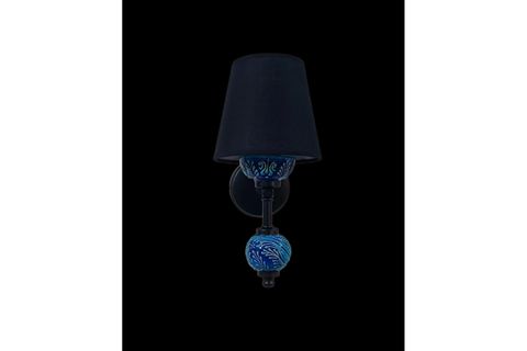 DİDİM SİYAH METAL APLİK, MAVİ ÇİNİ TOPLU