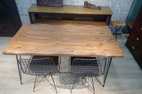 ALAÇATI FİRK DOĞAL AHŞAP YEMEK MASASI TAKIMI