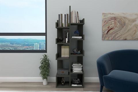 PAMFİLYA KİTAPLIK, ANTRASİT, 10 BÖLMELİ