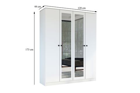 HAYAL AYNALI DÜĞME GARDIROP, 4 KAPAKLI