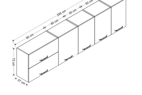 MİNAR 295 CM MUTFAK DOLABI BEYAZ 295-B1-ÜST MODÜL