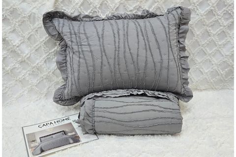 ÇAPA HOME MİLANO TEK KİŞİLİK FIRFIRLI YATAK ÖRTÜSÜ, GRİ