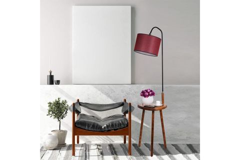 DEMET SEHBALI AHŞAP LAMBADER CEVİZ SİLİNDİR HASIR BORDO ABAJURLU