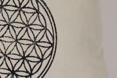 YAŞAM ÇİÇEĞİ SİYAH DESENLİ KREM DUCK KETEN KIRLENT KILIFI, 50X50