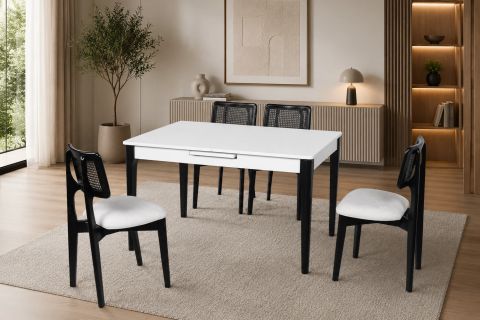 PARİS MASA ZİON SANDALYE, BEYAZ, SİYAH, 110X70