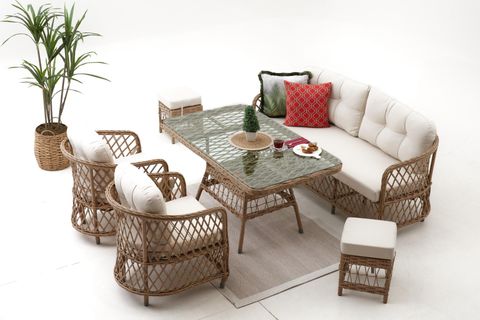PALMA RATTAN ÜÇLÜ OTURMA GRUBU, CAPPUCCINO