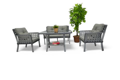MOVA RATTAN İKİLİ BAHÇE MOBİLYASI, GRİ