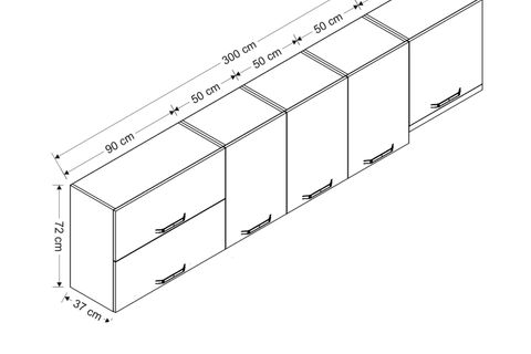 MİNAR 300 CM MUTFAK DOLABI BEYAZ 300-B8-ÜST MODÜL