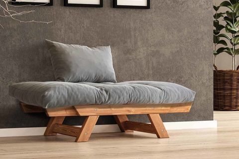 WOODESK ADALAR MASİF AHŞAP BERJER, TİK-GRİ RENK, CPT8153-140