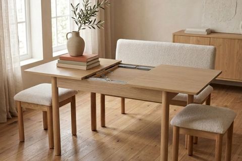 NUU AÇILIR MUTFAK MASA TAKIMI,İKİ TABURE, SIRTLI BENCH