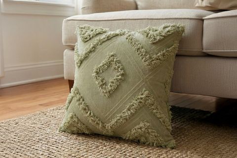 BOHEM DESENLİ PÜSKÜLLÜ PAMUK KIRLENT KILIFI, YEŞİL