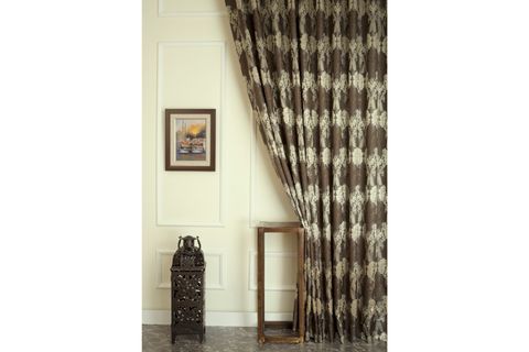 MASSARELLİ KLASİK DAMASK DESEN PİLESİZ FON PERDE, ANTRASİT GOLD, 200X260