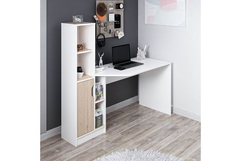 VİORA ÇALIŞMA MASASI, BEYAZ DERİN SEPET