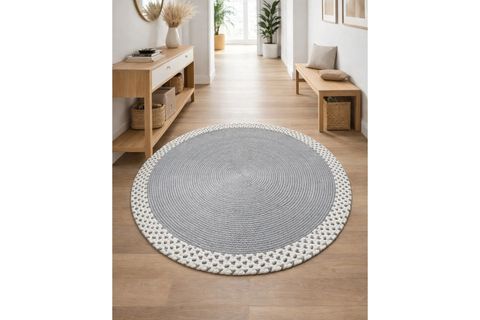 RİXO ÇİFT TARAFLI JÜT GRİ YUVARLAK HALI, 90X90