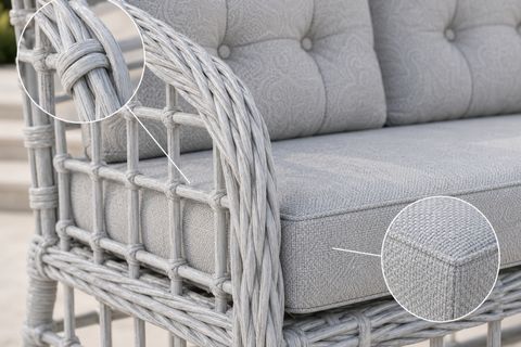 ATAKUM 4 KİŞİLİK MİNDERLİ RATTAN BAHÇE BALKON OTURMA GRUBU, GRİ
