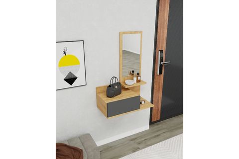 ROZELLA AYNALI DRESUAR, SAFİRMEŞE ANTRASİT