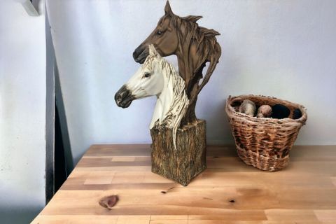İKİLİ AT HEYKELİ DEKORATİF OBJE