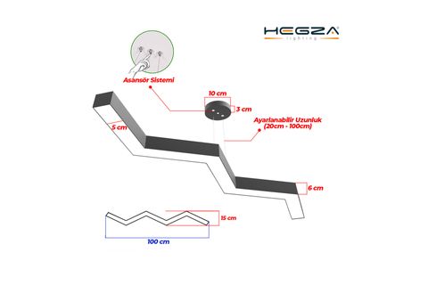 HEGZA LIGHTING SEGA LED AVİZE, SİYAH KASA BEYAZ IŞIK
