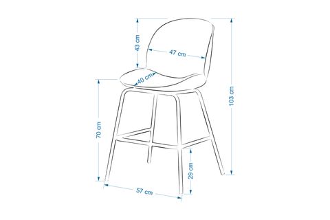 VİLİNZE BİG METAL BAR SANDALYESİ, GRİ SİYAH