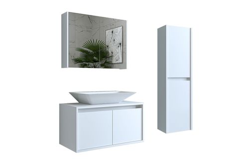 BANOS ROOMART BANYO DOLABI, LAVABOLU, MAT BEYAZ, 85 CM