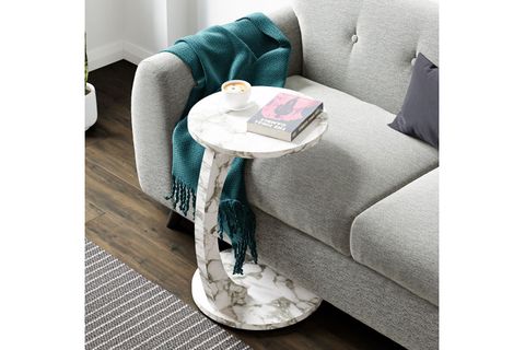 CLEO TEKERLEKLİ C SEHPA TEKERLEKLİ YAN SEHPA, BEJ