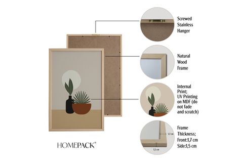 HOMEPACK, DOĞAL AHŞAP ÇERÇEVELİ ÜÇLÜ TABLO SETİ, 30X40, HPN017