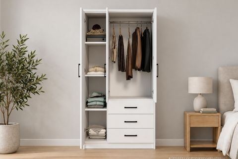 EASY GARDIROP, BEYAZ, 3 KAPILI 3 ÇEKMECELİ