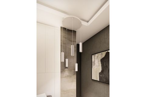 ZENYA BEŞLİ METAL SARKIT AVİZE, BEYAZ